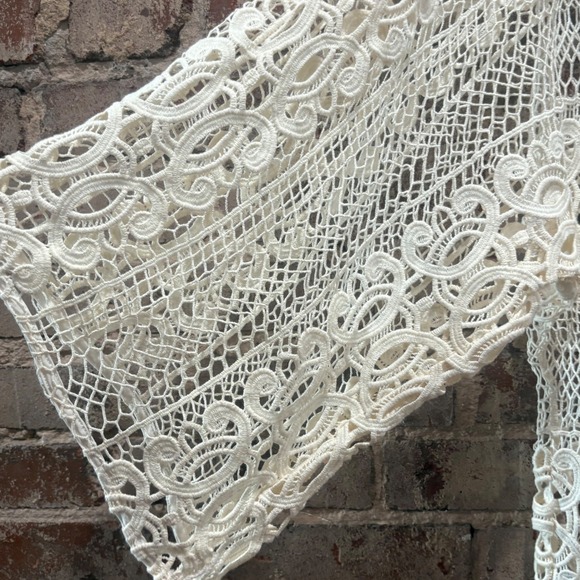NWT ALEXIS Indiana Crochet Poncho Cream Cover Up Dress XS/Small
